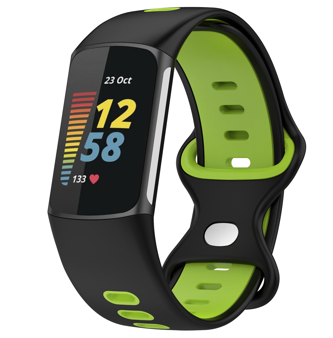 Fitbit Charge 5 dubbel sport band - zwart geel