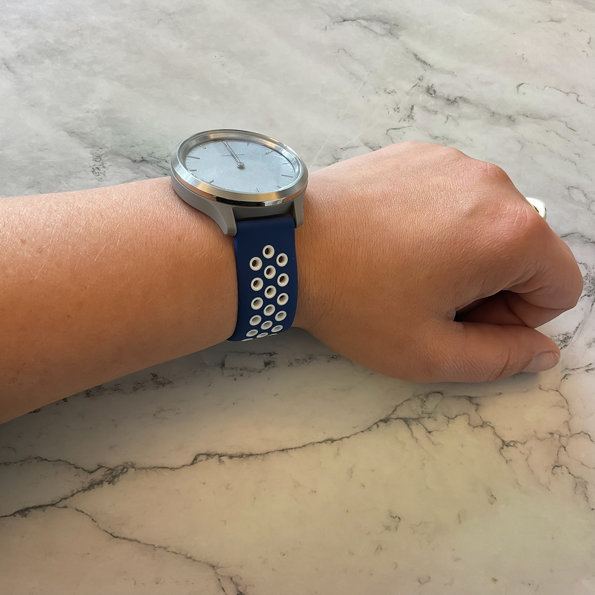 Garmin Vivoactive / Vivomove dubbel sport band - blauw wit
