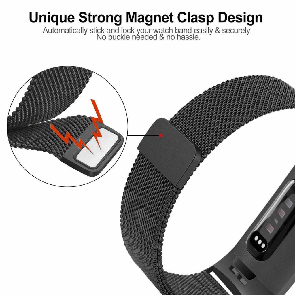 Fitbit Charge 3 & 4 milanese band - zwart