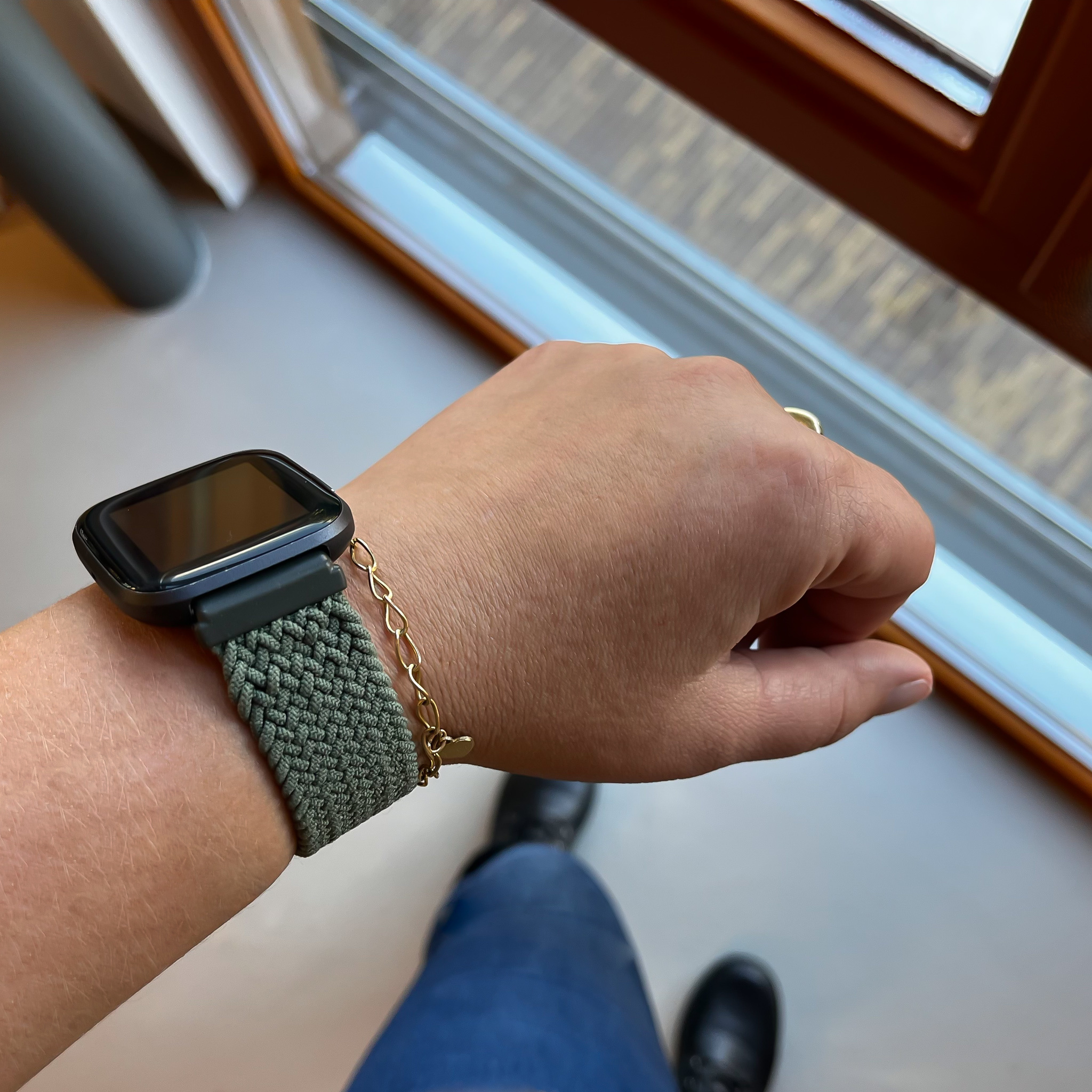 Fitbit Versa nylon gevlochten solo band - inverness groen