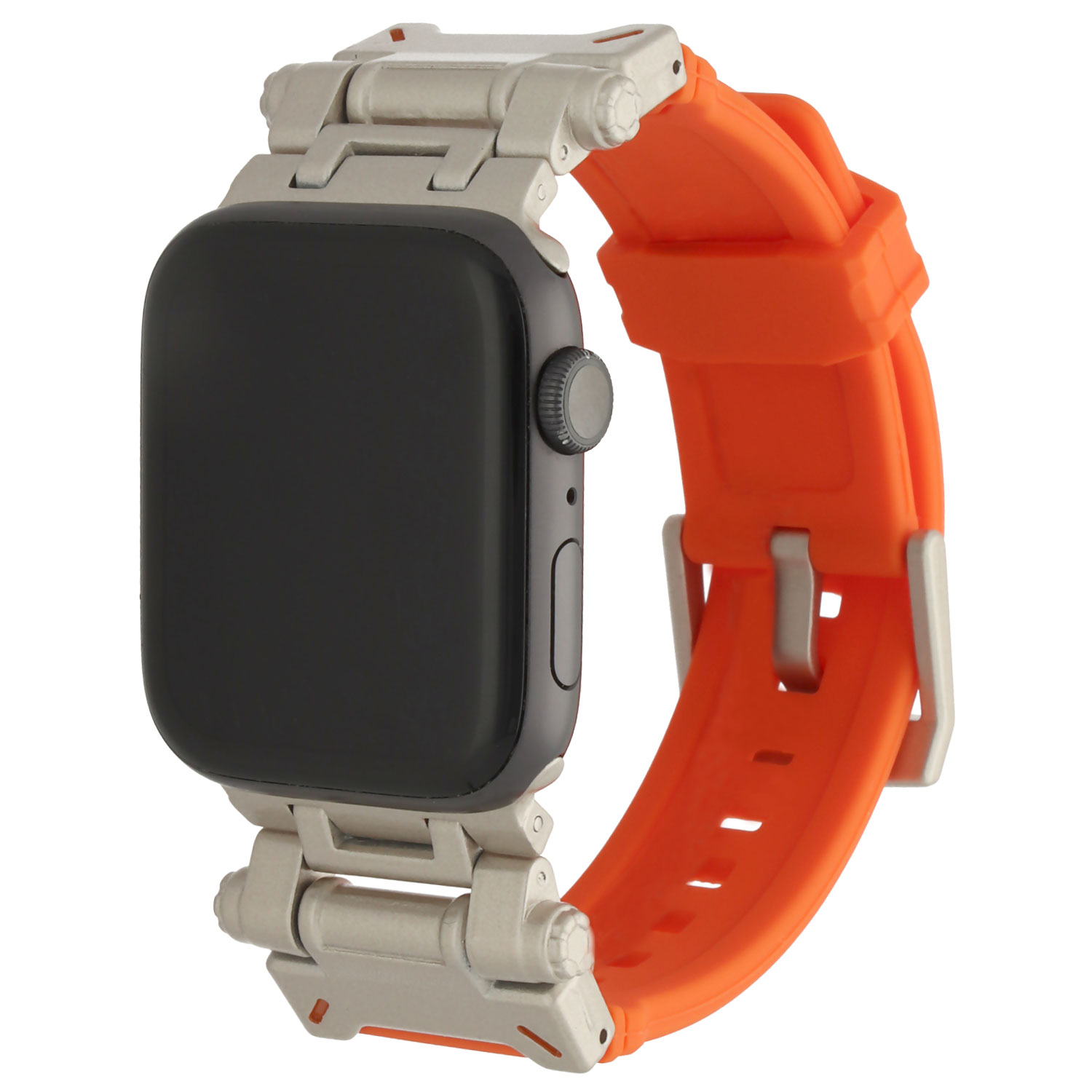 Apple-Watch-robuuste-siliconen-Robust-band-Oranje-Zilver-7440850318307-123watches-hoofdfoto