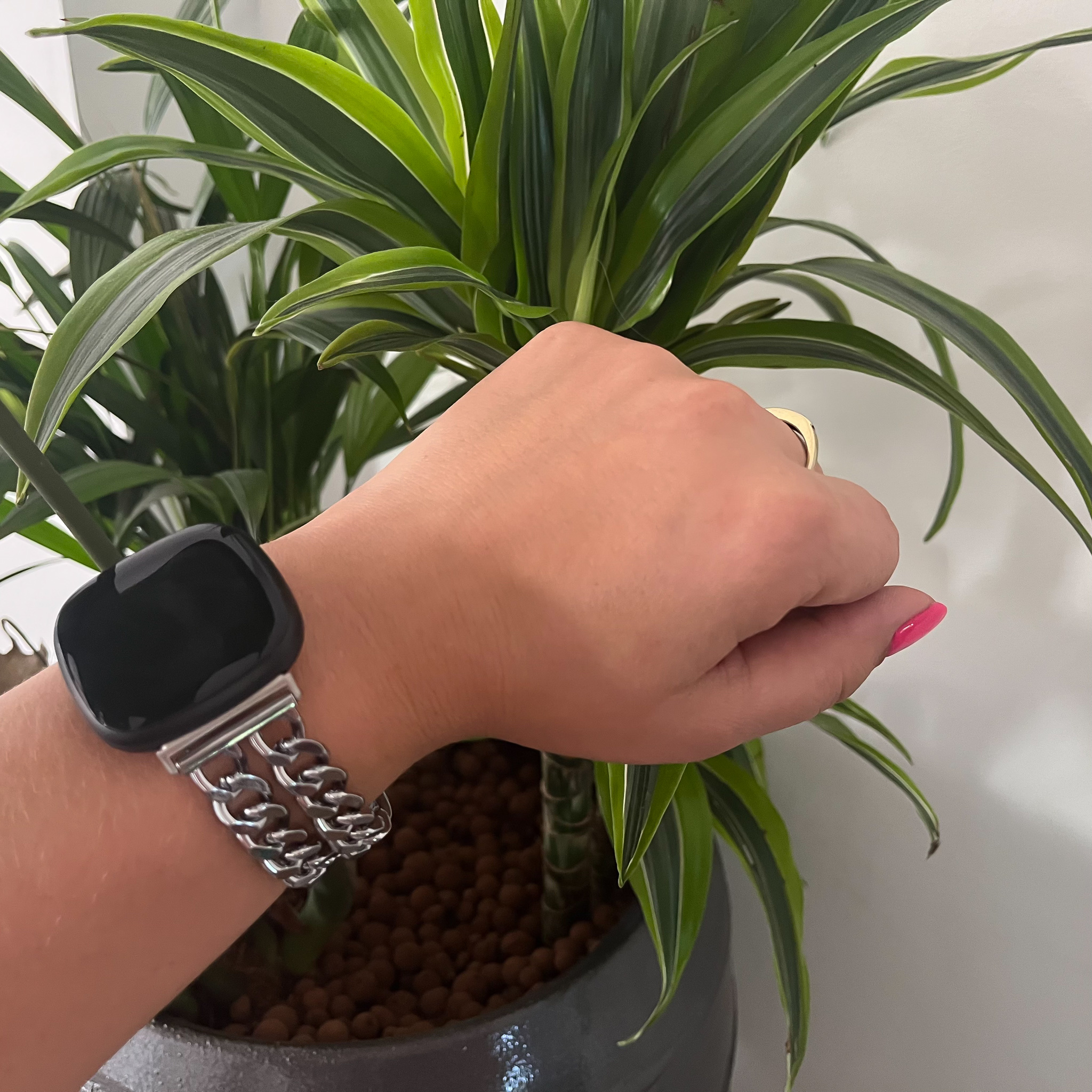 Fitbit Versa 3 / Sense cowboy stalen schakel band - zilver