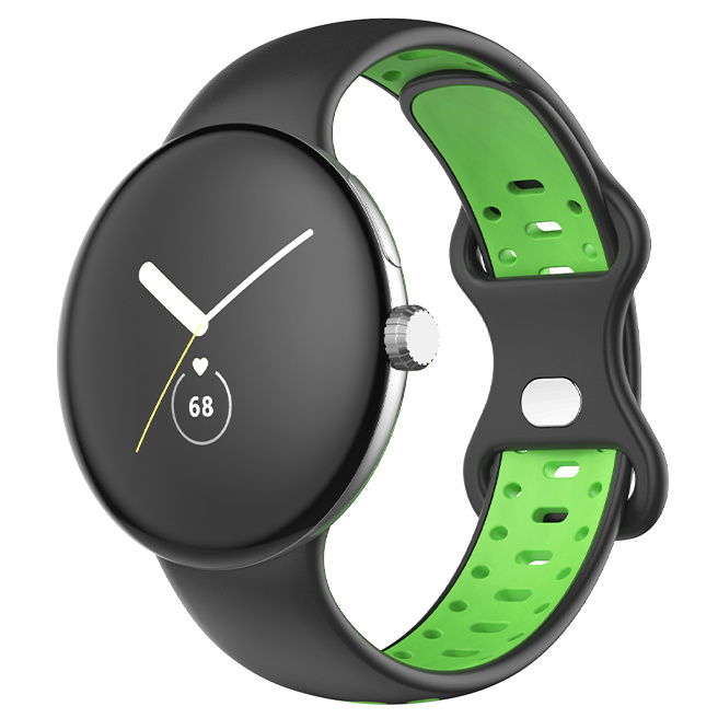 Google Pixel Watch dubbel sport band - zwart groen