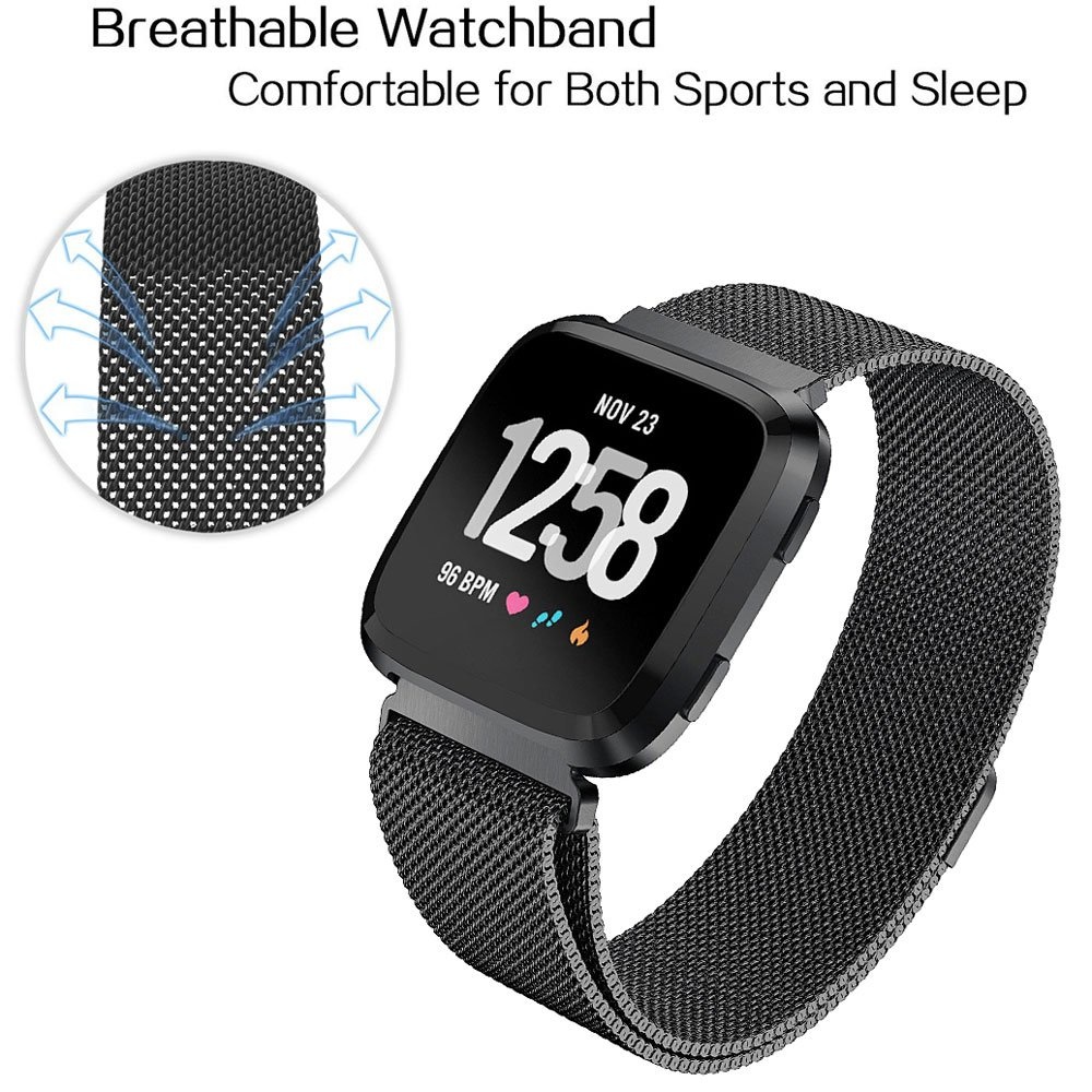 Fitbit Versa milanese band - zwart