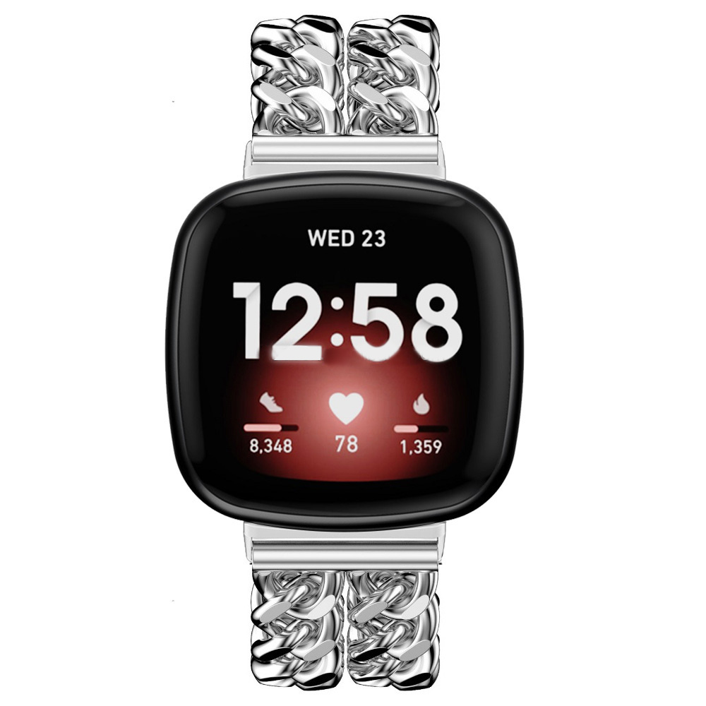 Fitbit Versa 3 / Sense cowboy stalen schakel band - zilver