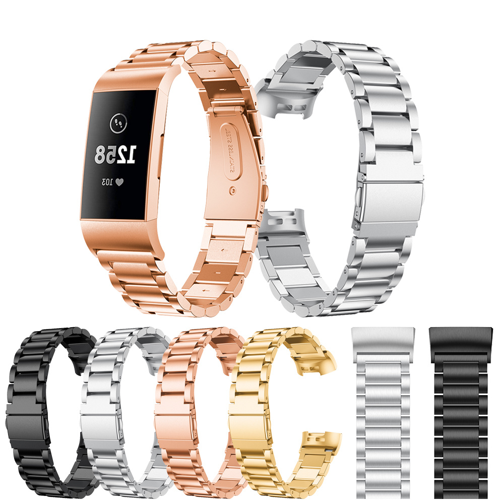 Fitbit Charge 3 & 4 kralen stalen schakel band - rose goud