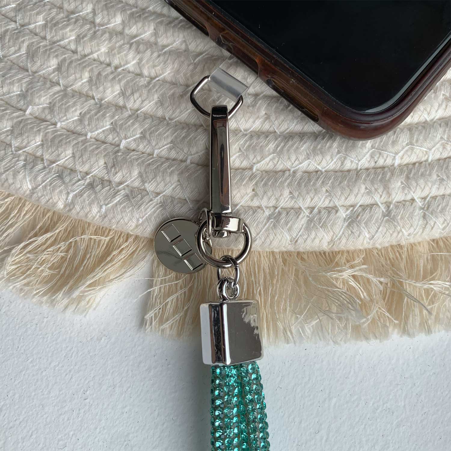 Telefoonkoord Diamond – zeeblauw – zilver