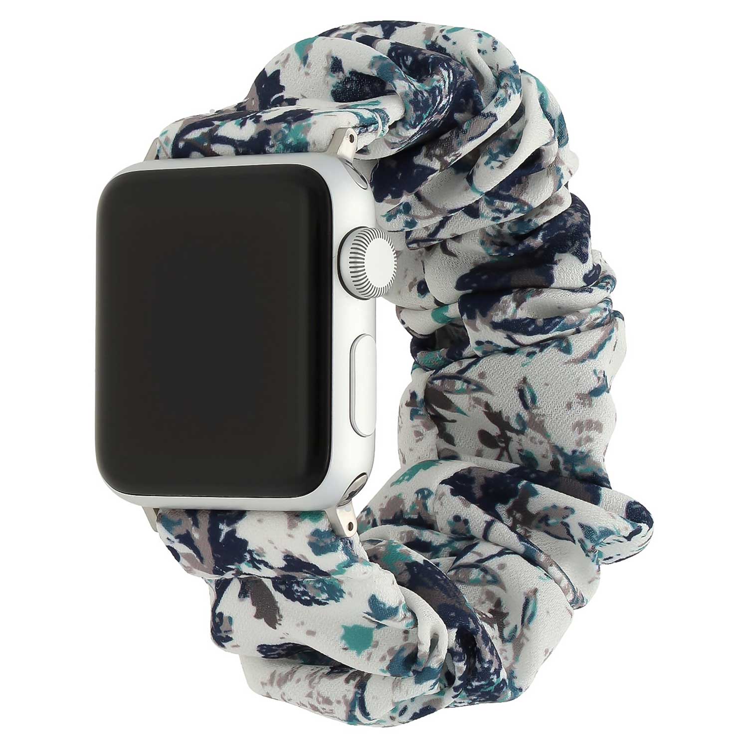 Apple-Watch-nylon-Scrunchie-band-wit-met-bladeren-7440850082055-123watches-hoofdfoto
