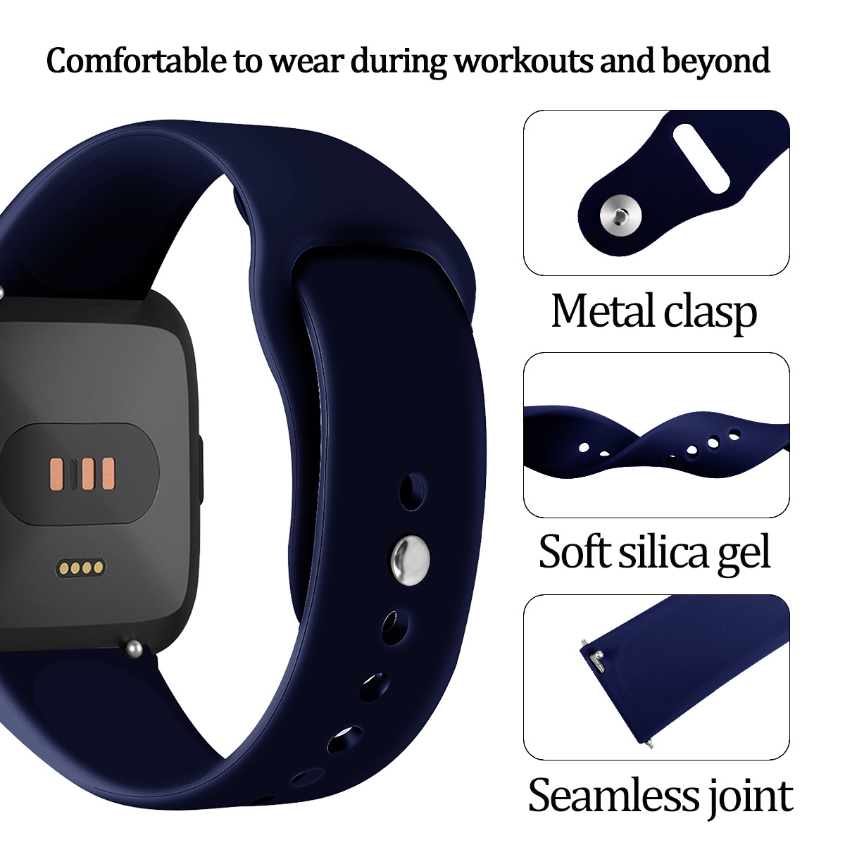 Fitbit Versa siliconen sport band - marine blauw