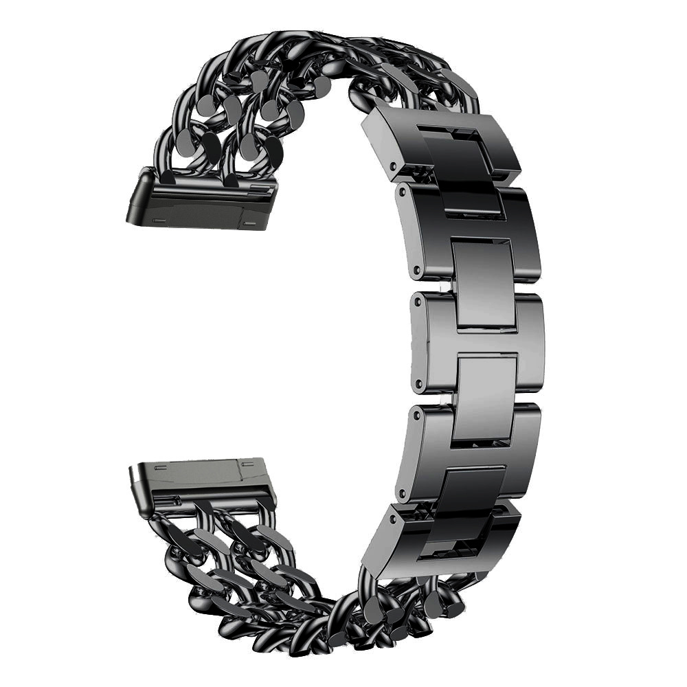 Fitbit Versa 3 / Sense cowboy stalen schakel band - zwart