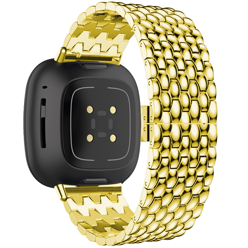 Fitbit Versa 3 / Sense draak stalen schakel band - goud