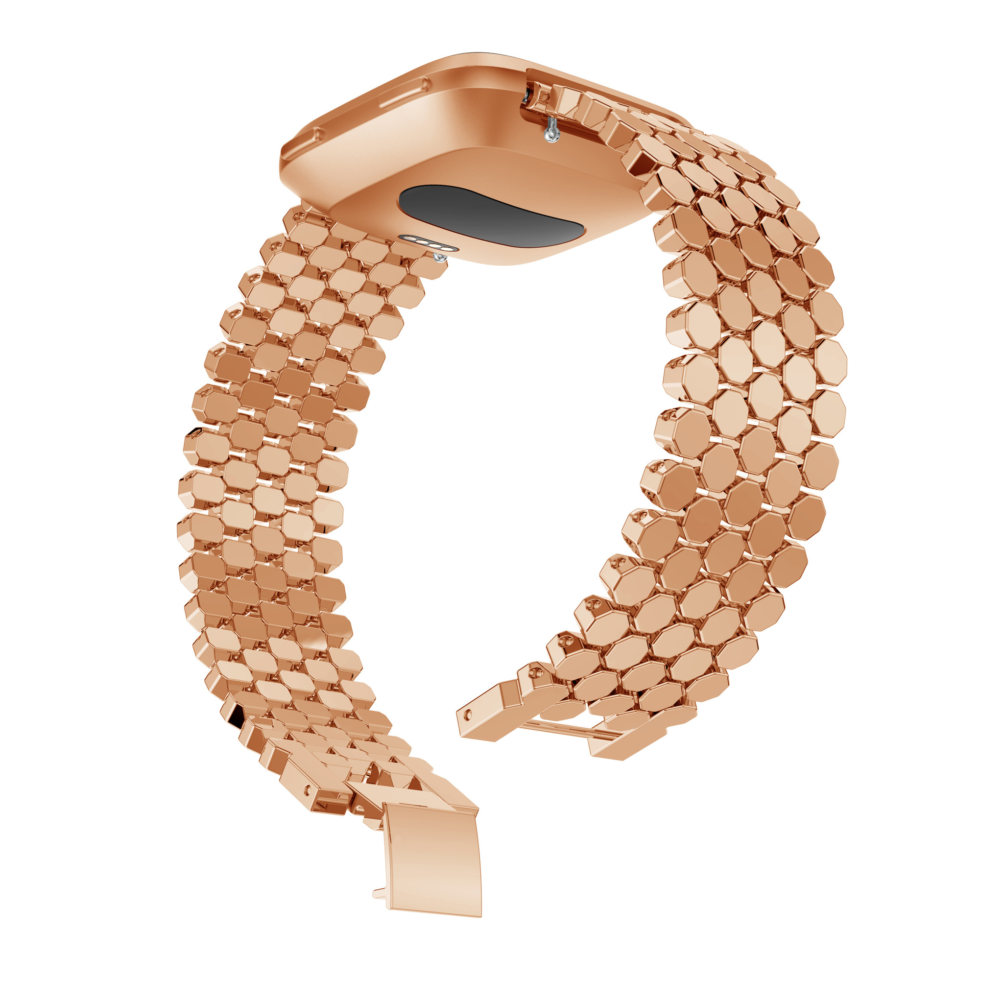Fitbit Versa vis stalen schakel band - rose goud