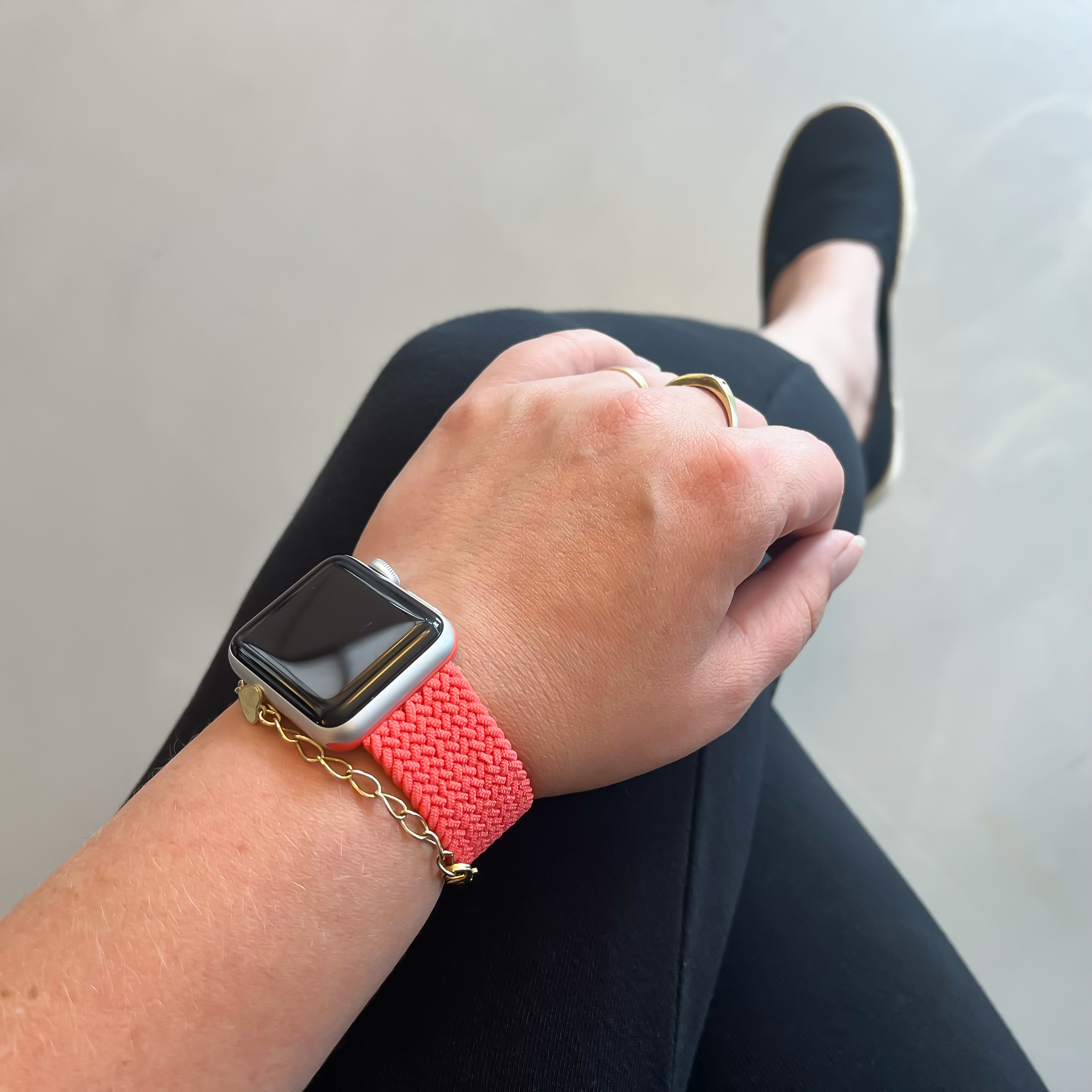 Apple Watch nylon gevlochten solo band - electric oranje