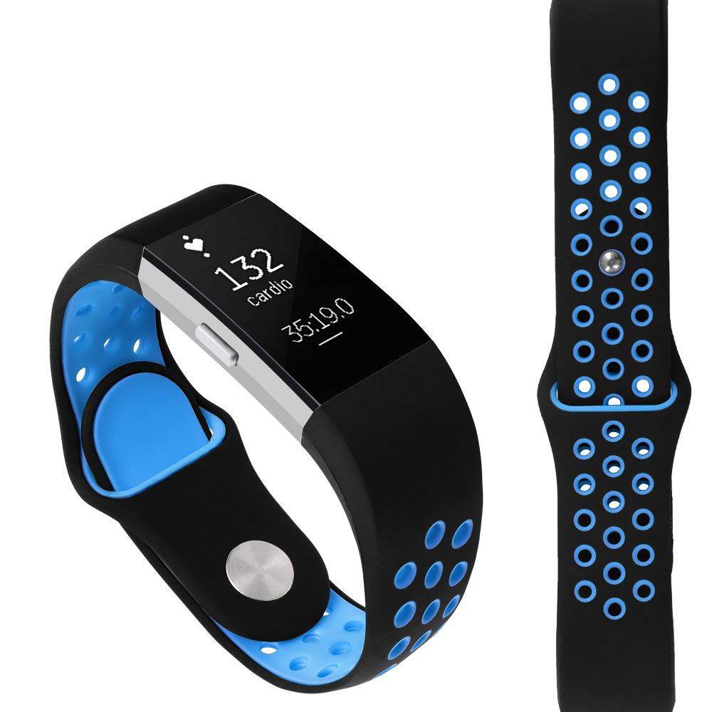 Fitbit Charge 2 dubbel sport band - zwart blauw