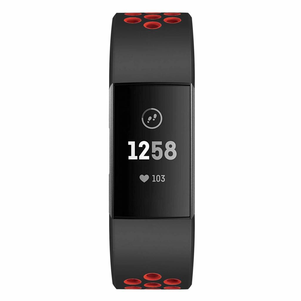 Fitbit Charge 3 & 4 dubbel sport band - zwart rood