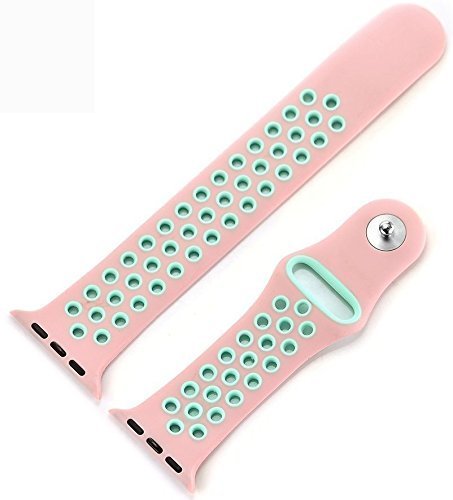 Apple Watch dubbel sport band - roze lichtblauw