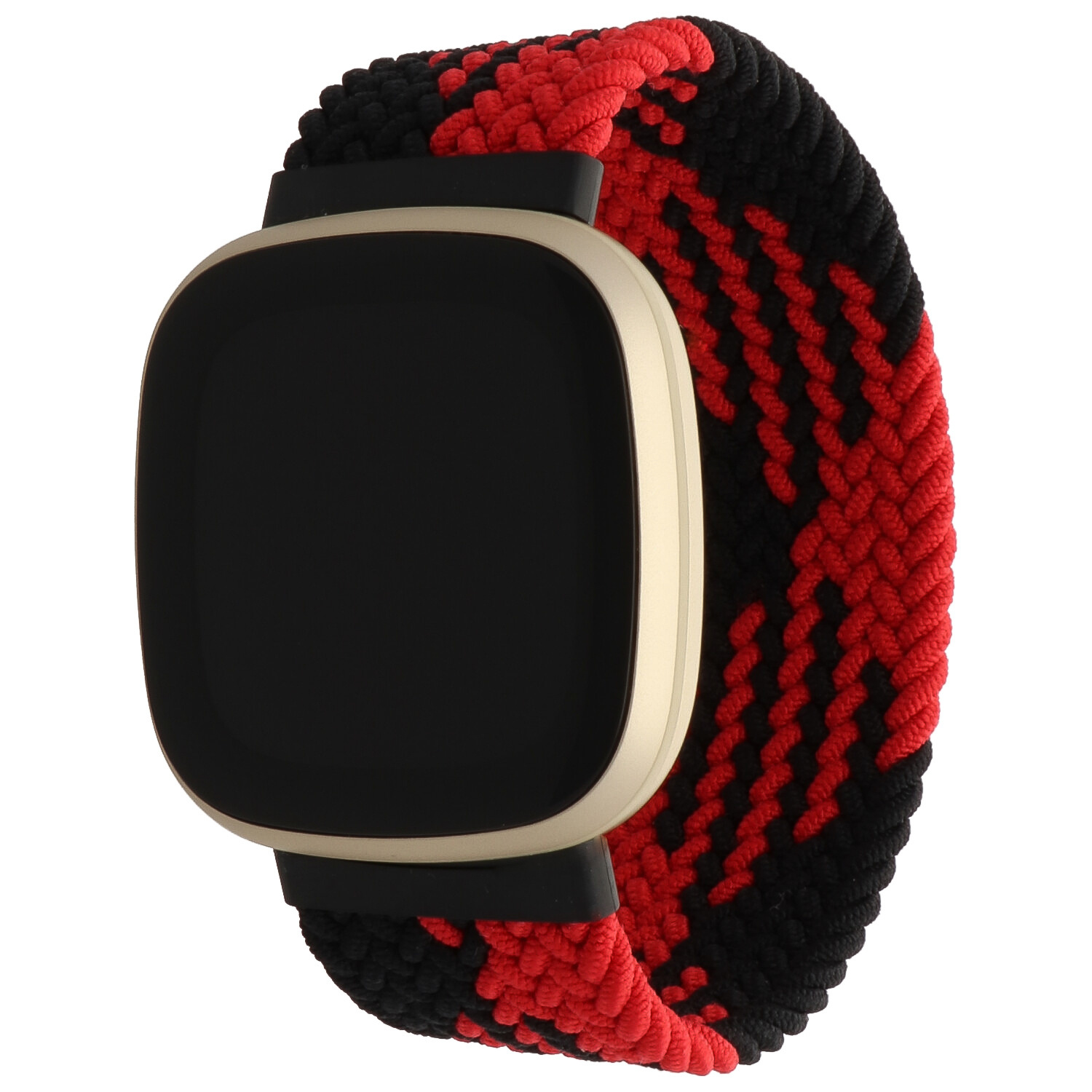 Fitbit Versa 3 / Sense nylon gevlochten solo band - rood zwart