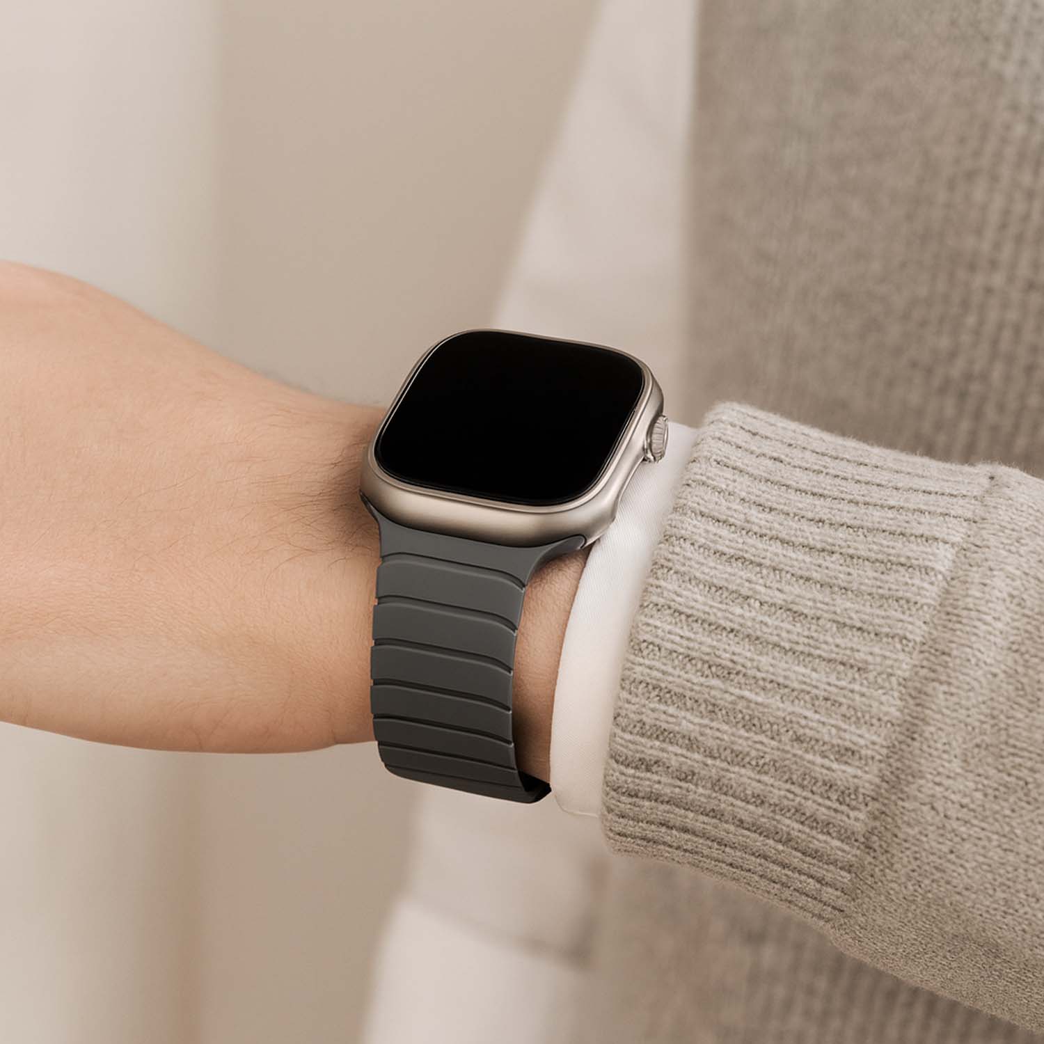 Apple Watch band Vetra – siliconen – grijs zwart