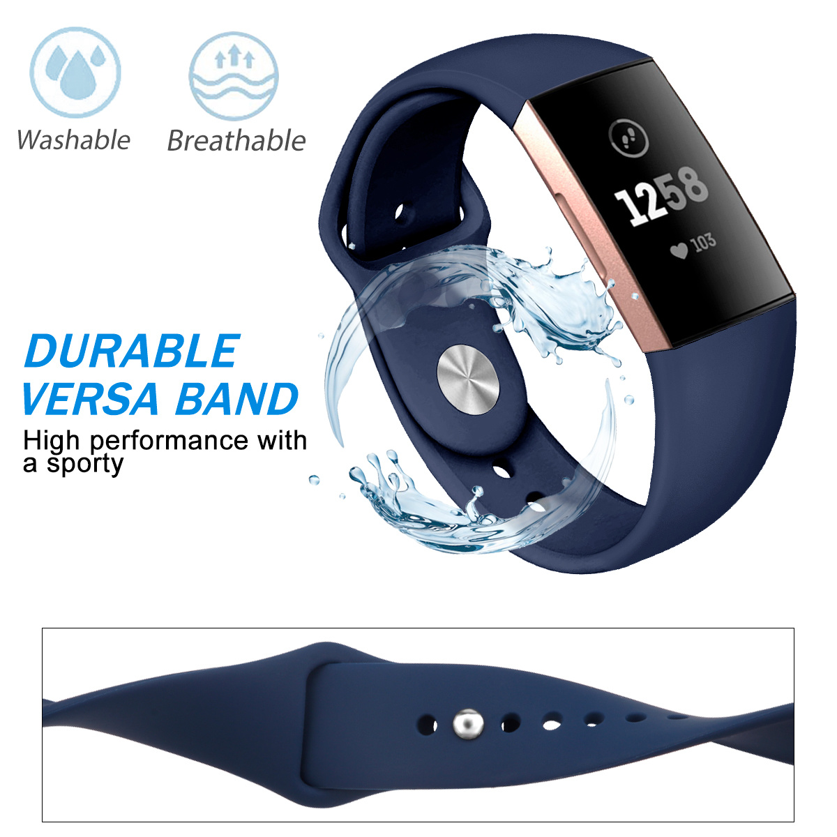 Fitbit Charge 3 & 4 sport band - donkerblauw