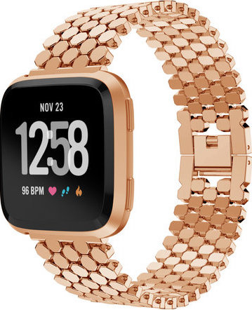 Fitbit Versa vis stalen schakel band - rose goud