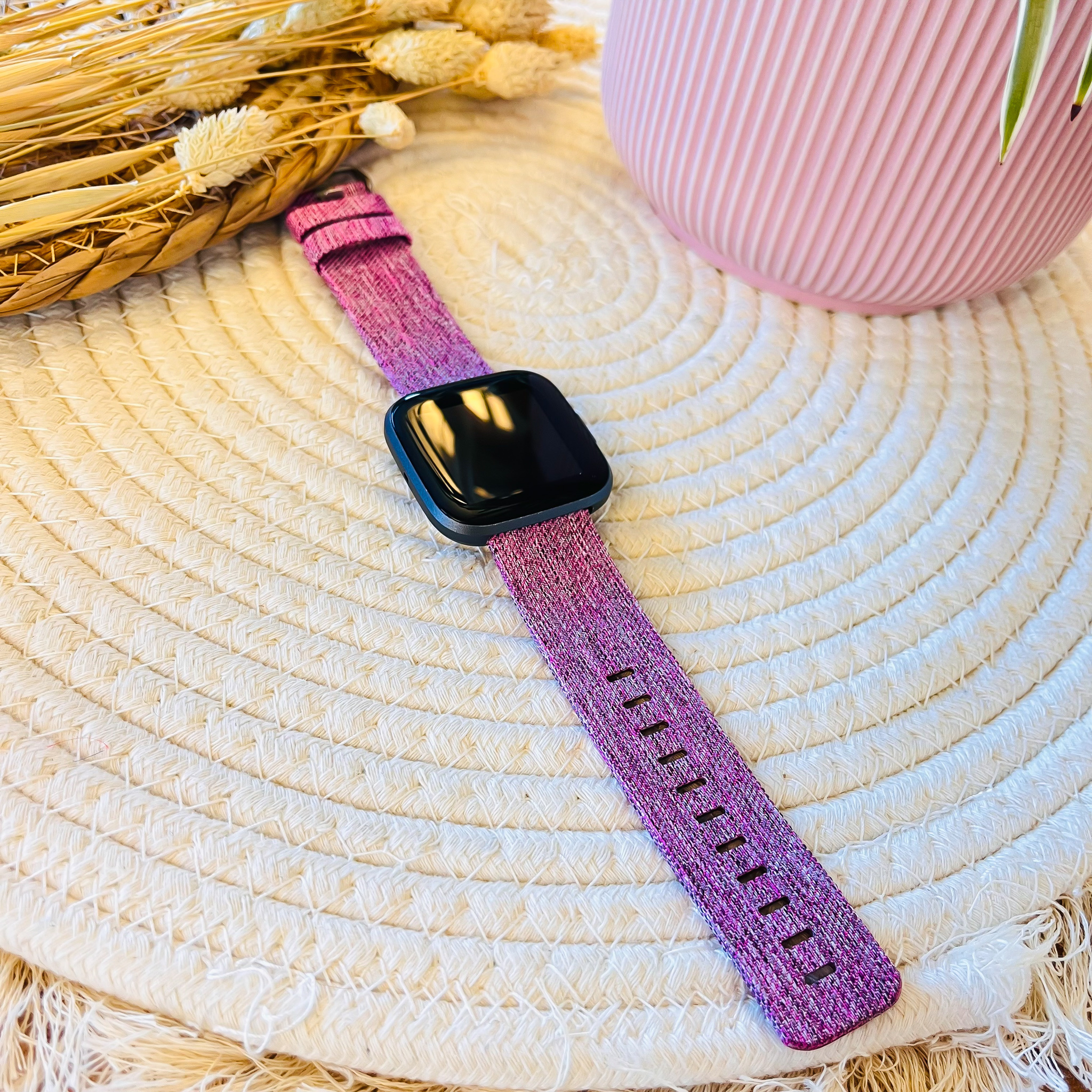 Fitbit Versa nylon gesp band - paars