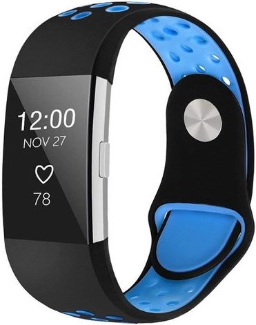 Fitbit Charge 2 dubbel sport band - zwart blauw