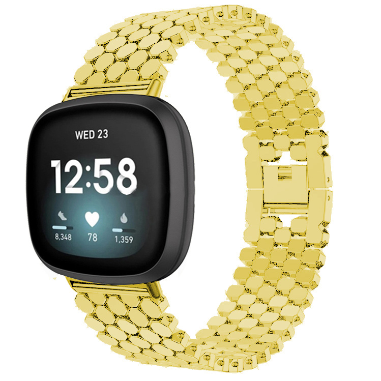 Fitbit Versa 3 / Sense vis stalen schakel band - goud