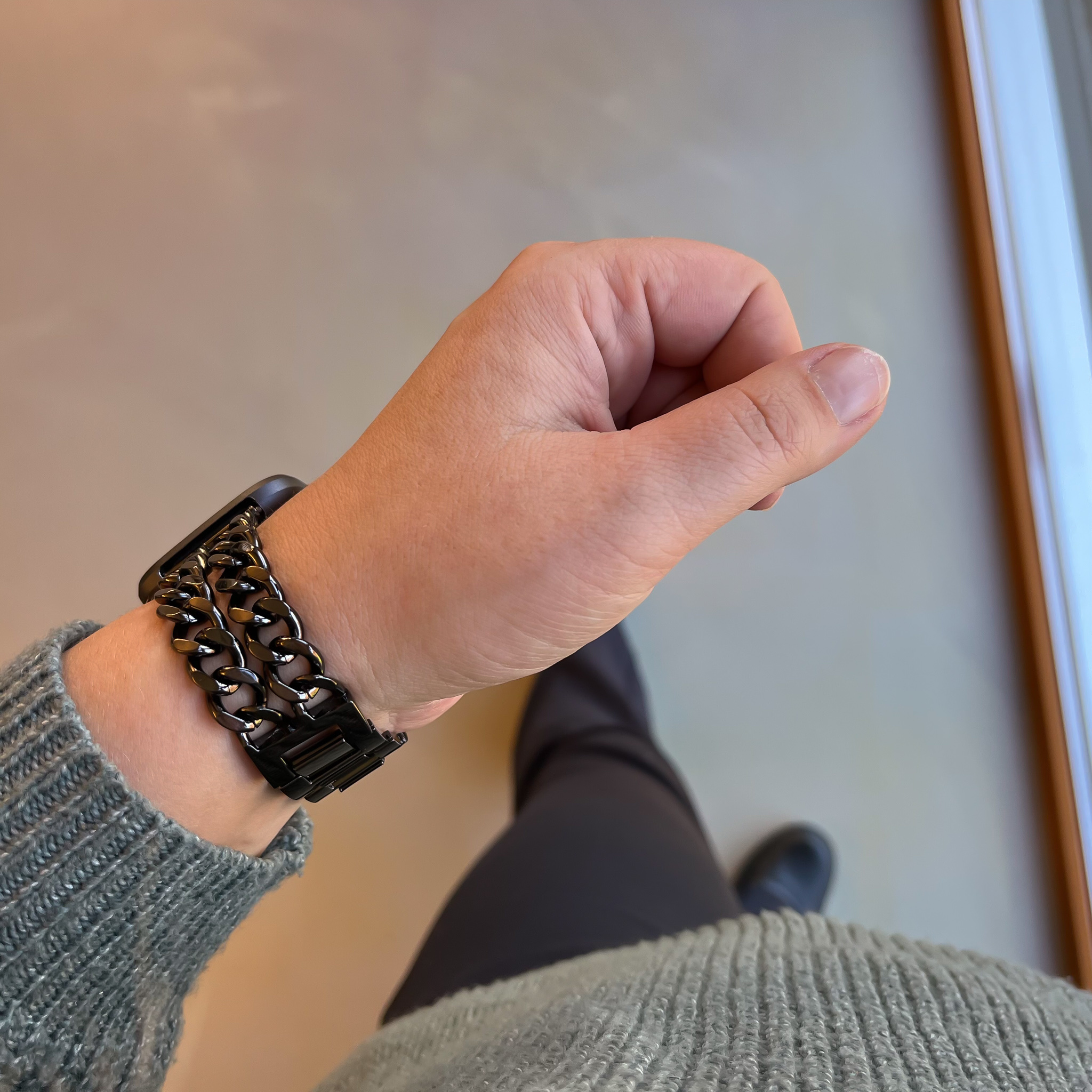 Fitbit Versa cowboy stalen schakel band - zwart