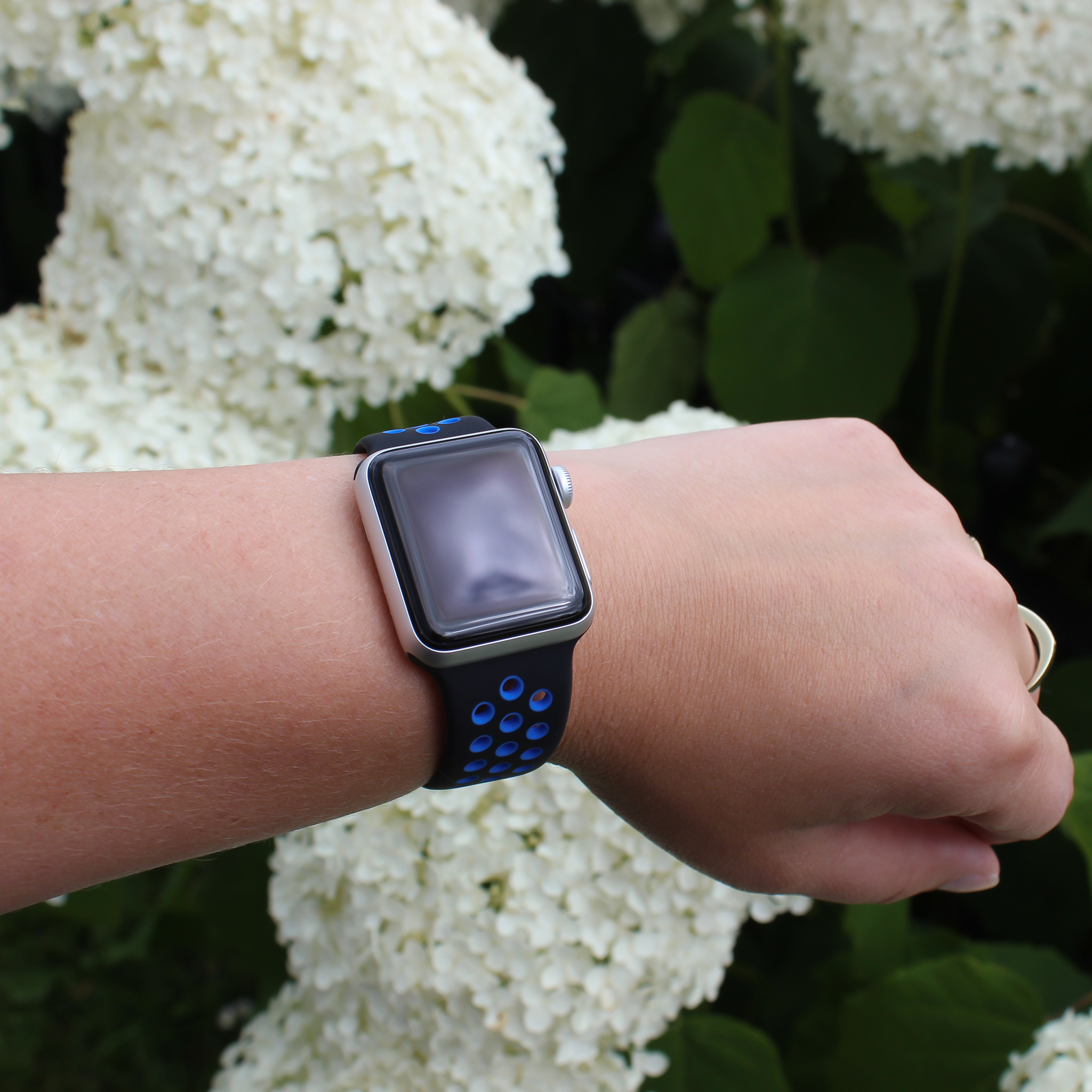 Apple Watch dubbel sport band - zwart blauw