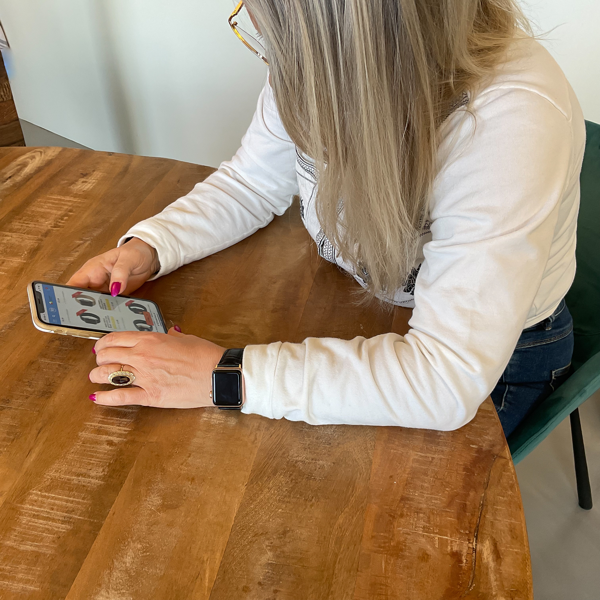 Apple Watch leren krokodillen band - zwart
