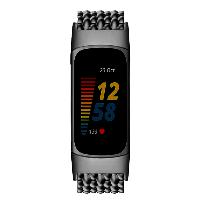Fitbit Charge 5 draak stalen schakel band - zwart