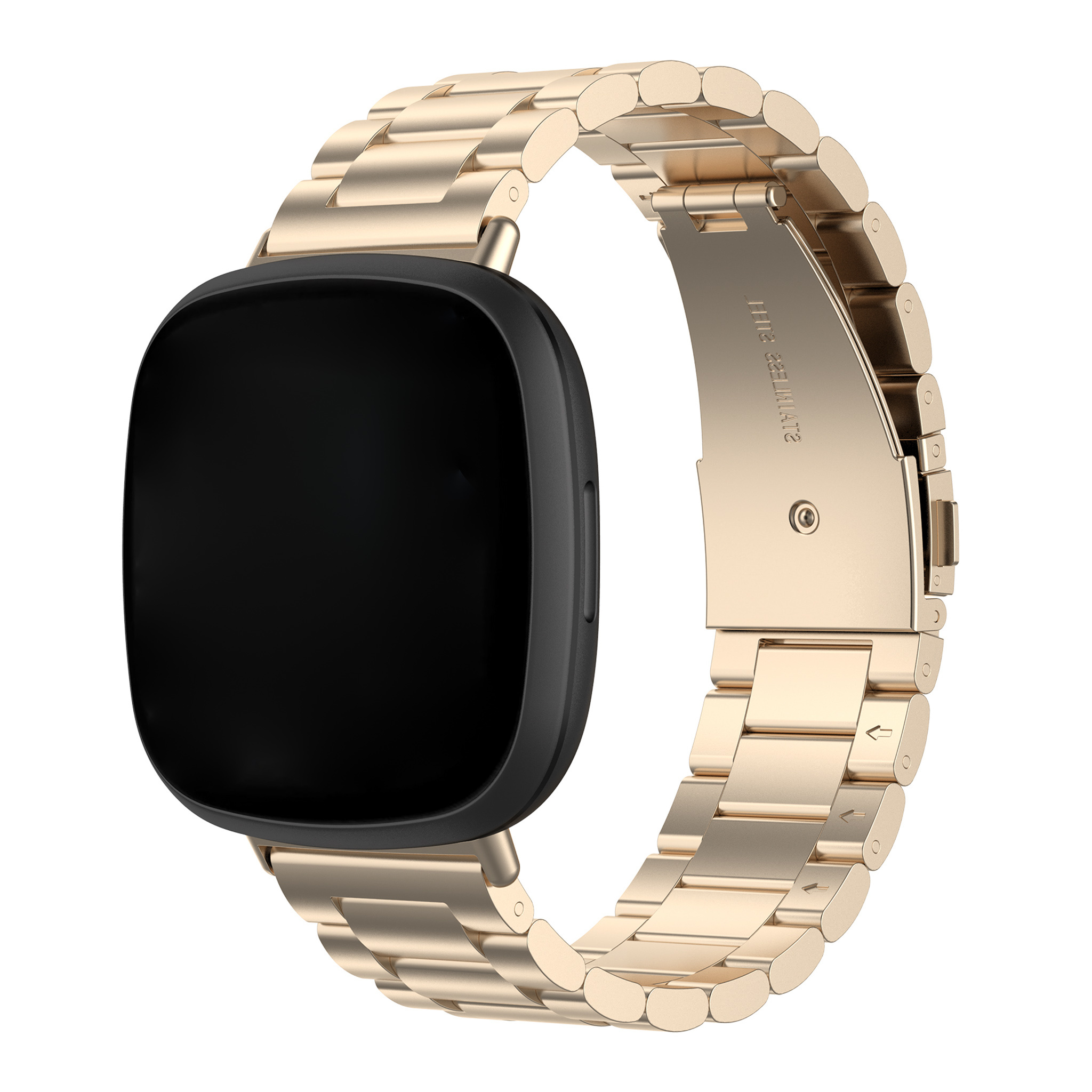 Fitbit Versa 3 / Sense kralen stalen schakel band - rose rood