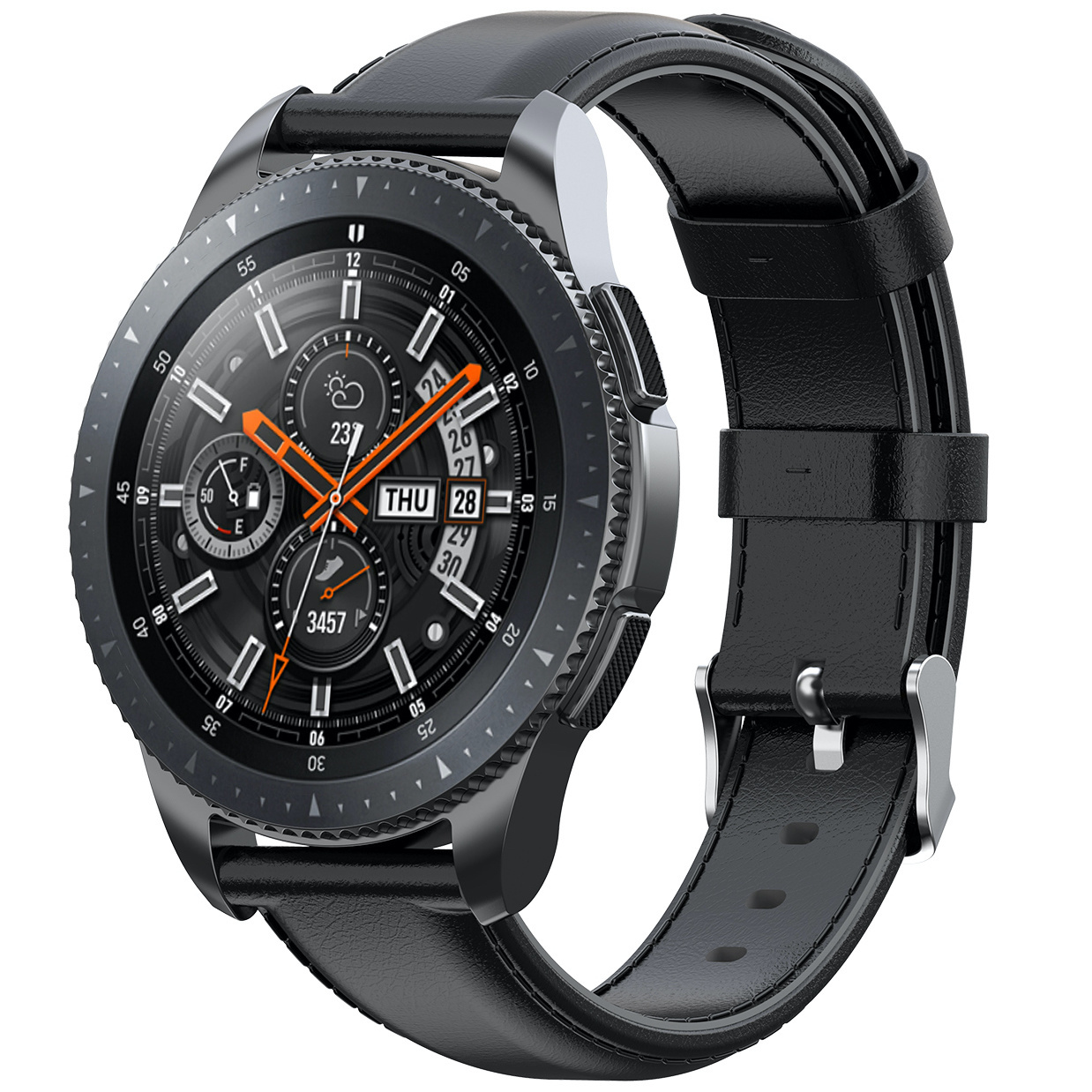 Samsung Galaxy Watch leren band - zwart
