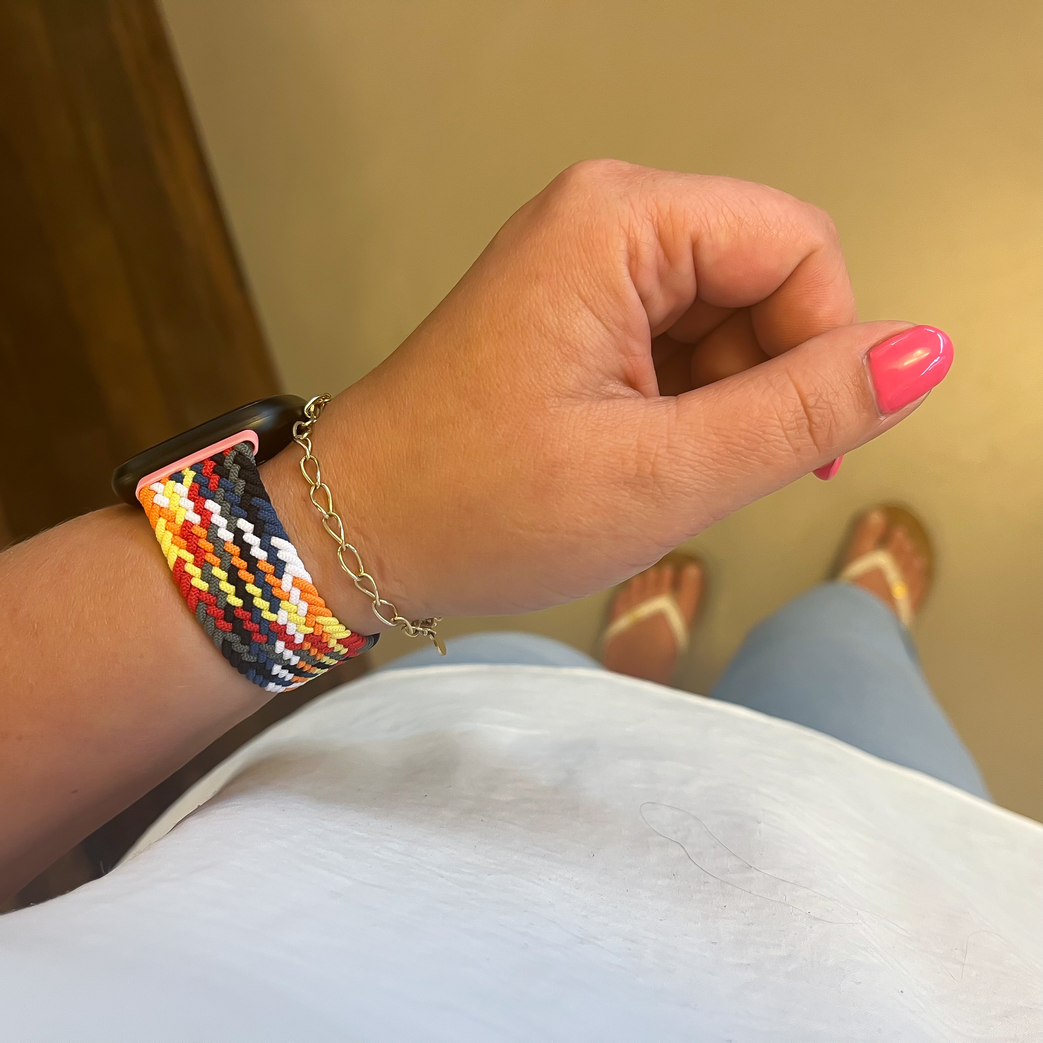 Fitbit Versa 3 / Sense nylon gevlochten solo band - kleurrijk