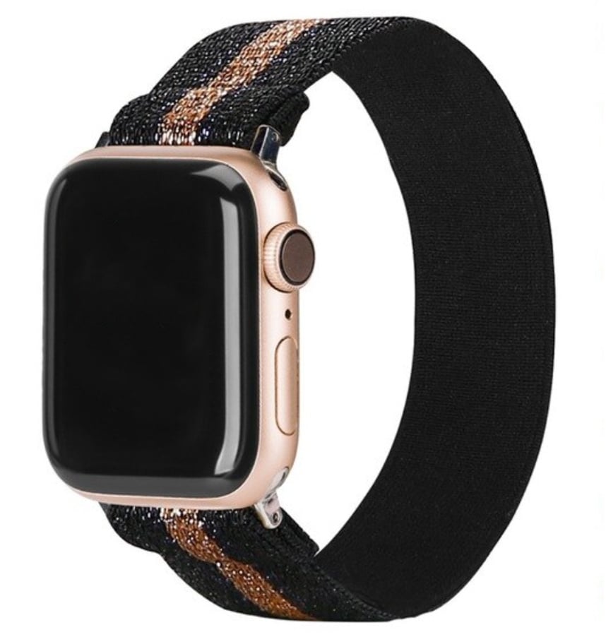 Apple Watch Nylon Geweven Band - Zwart Goud