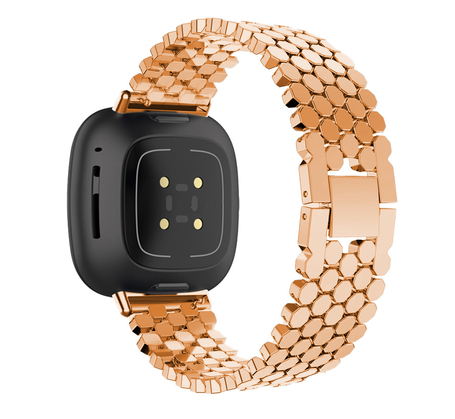 Fitbit Versa 3 / Sense vis stalen schakel band - rose goud