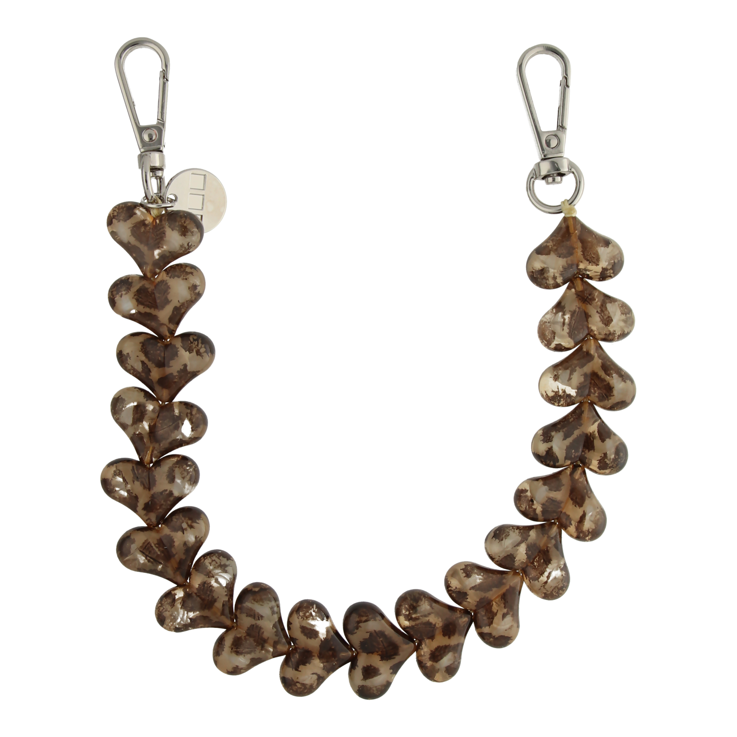 Telefoonkoord Heart - luipaard bruin - zilver