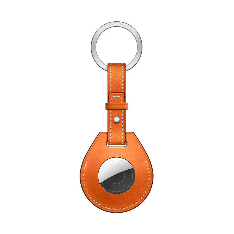 AirTag leren ring sleutelhanger - oranje