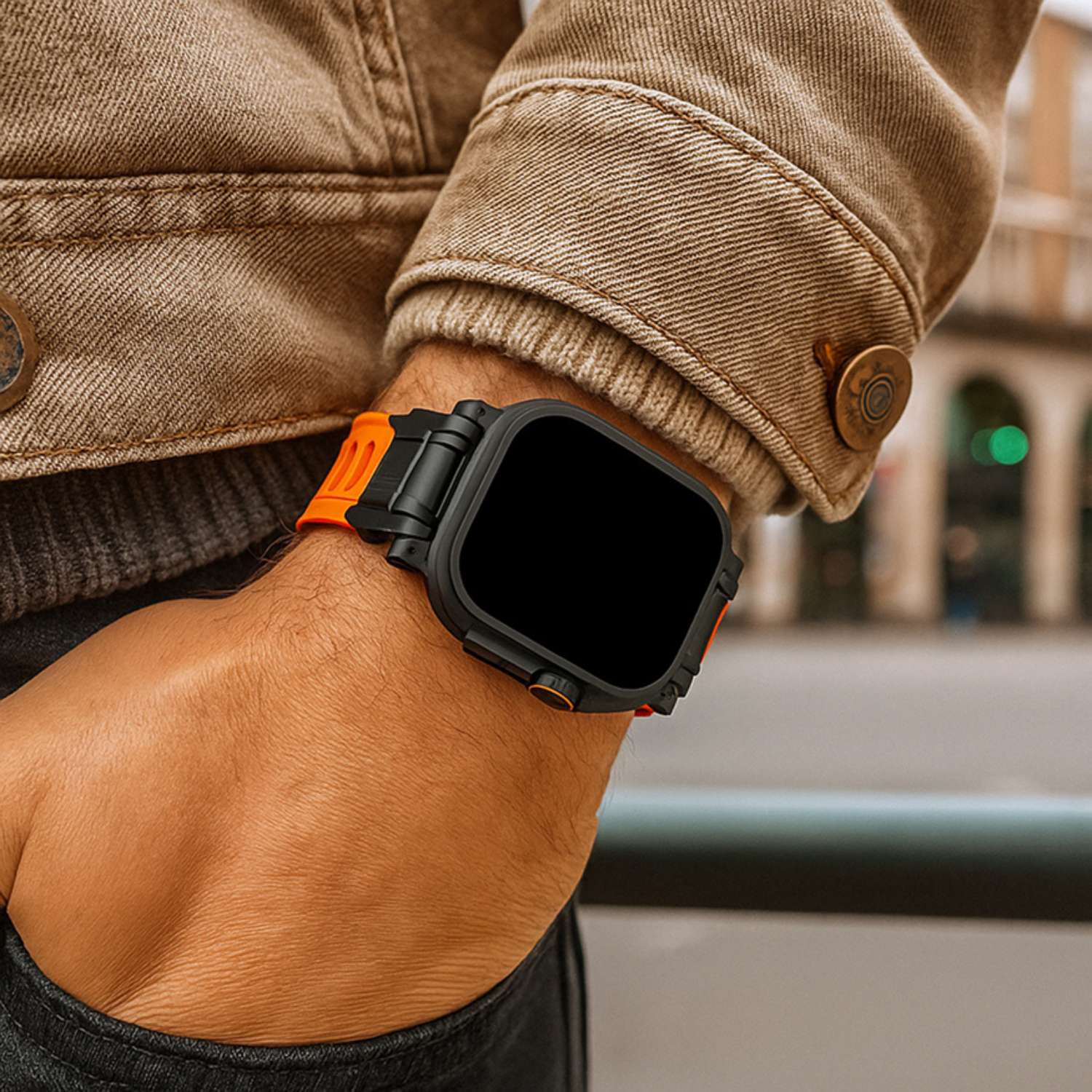 Apple-Watch-robuuste-silicone-Robust-band-Oranje-Zwart-7440850317355-123watches2