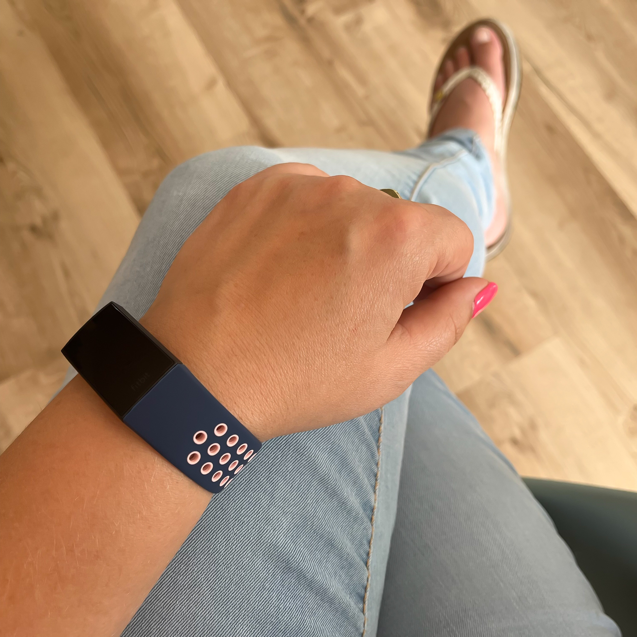 Fitbit Charge 3 & 4 dubbel sport band - donkerblauw roze