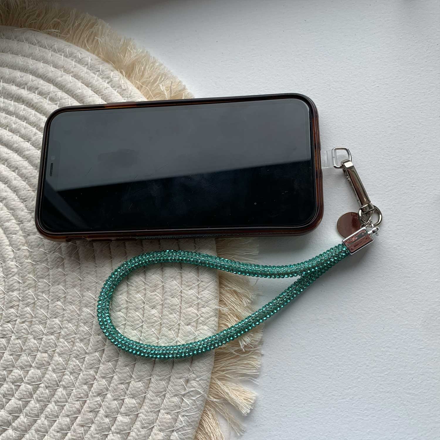 Telefoonkoord Diamond – zeeblauw – zilver