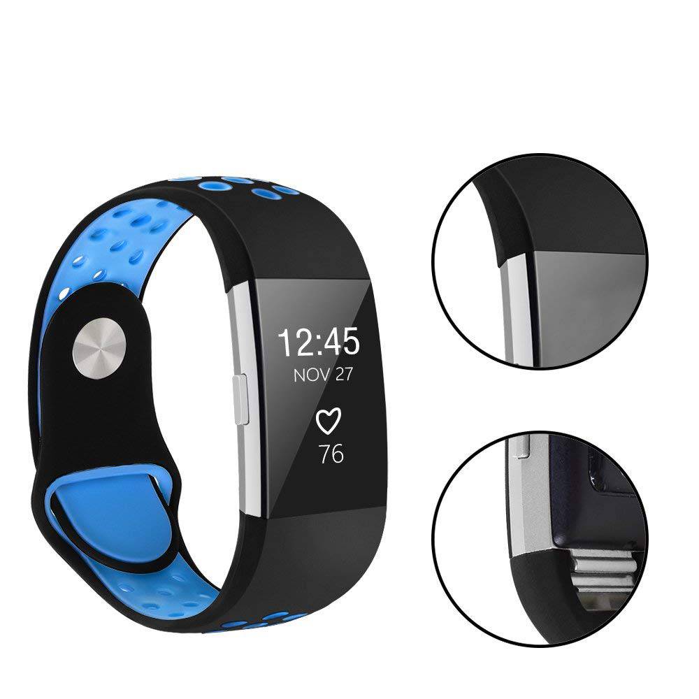 Fitbit Charge 2 dubbel sport band - zwart blauw