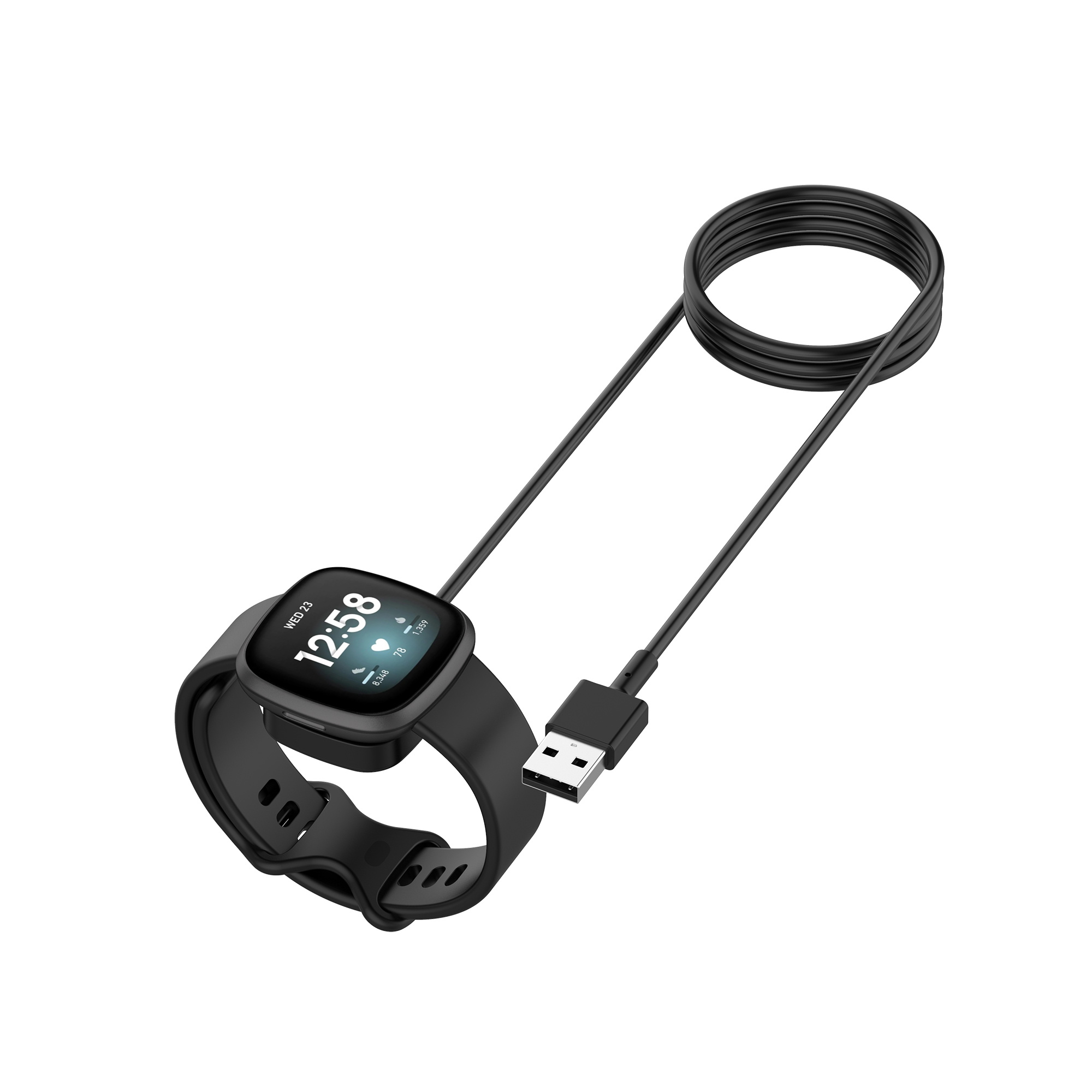 Fitbit Versa 3 / Sense usb oplader - zwart