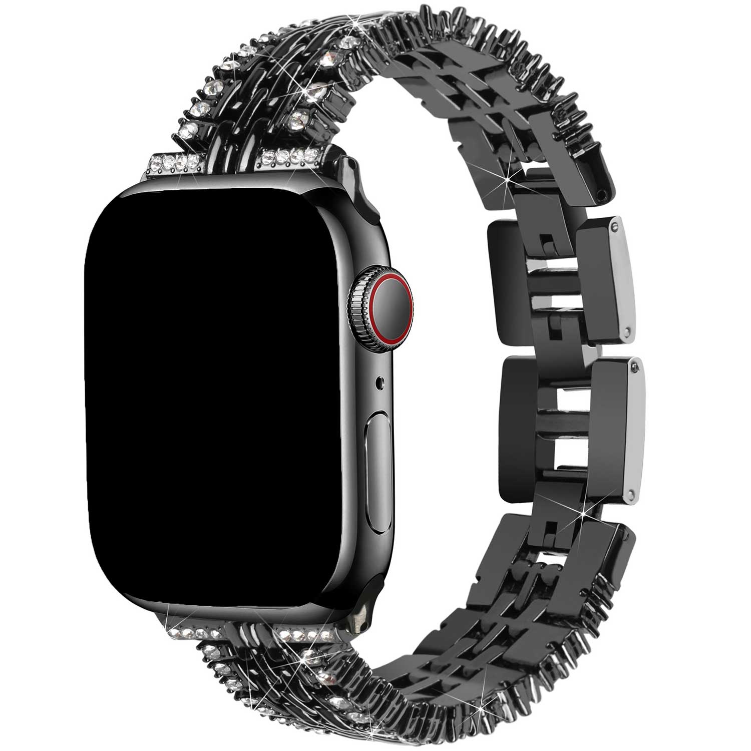 Apple-Watch-diamant-stalen-schakel-band-Eline-zwart-7440850198121-123watches-hoofdfoto