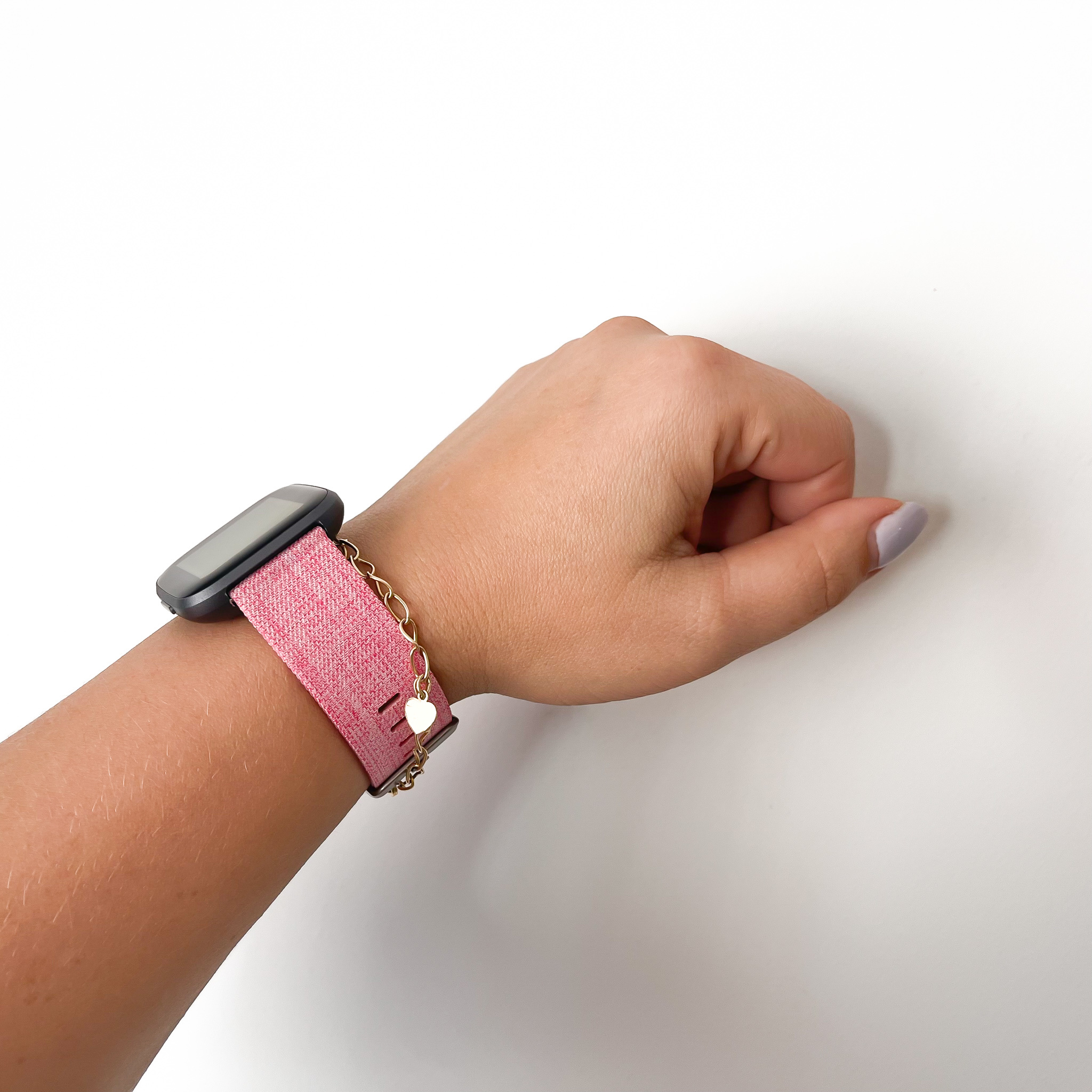 Fitbit Versa nylon gesp band - roze