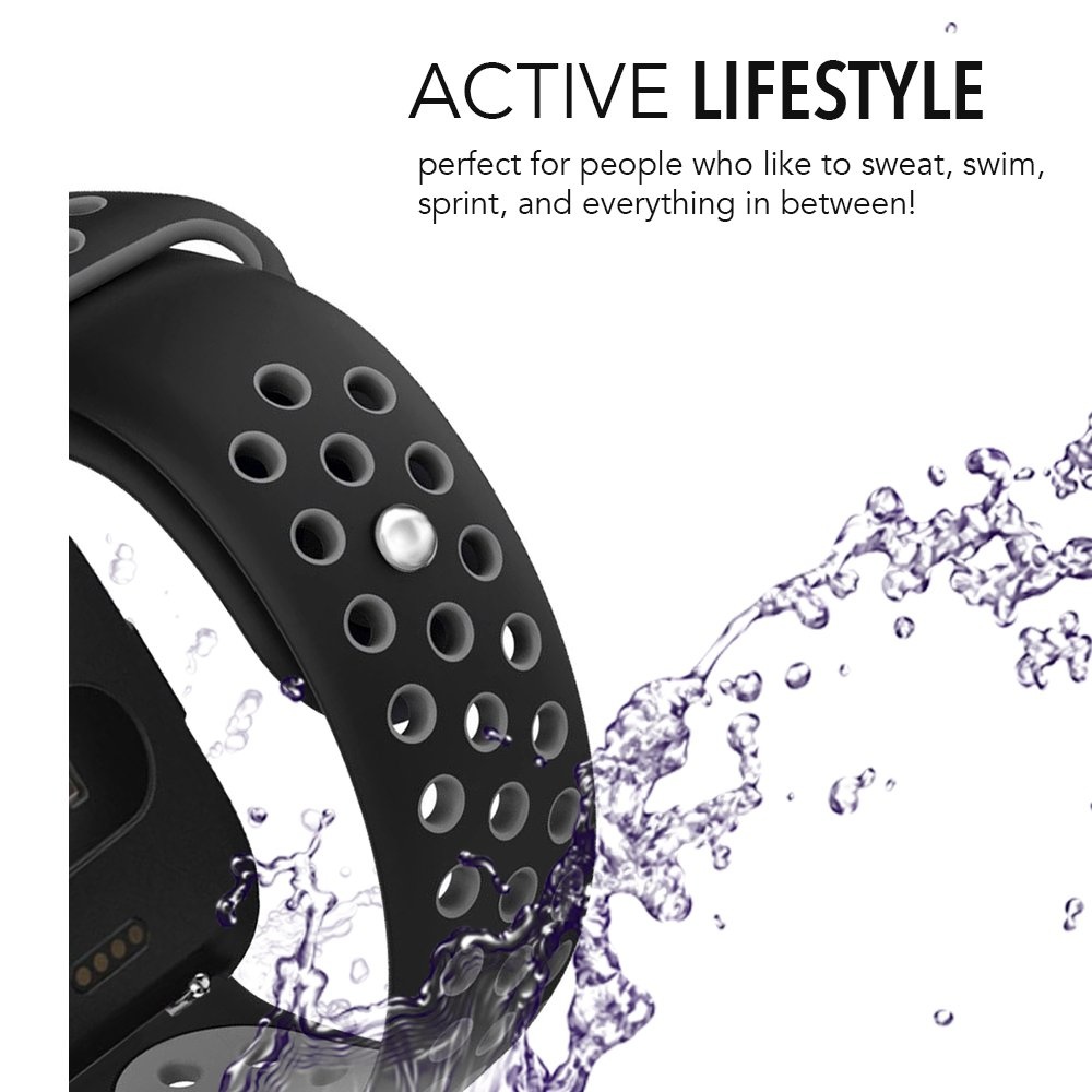 Fitbit Versa dubbel sport band - zwart grijs