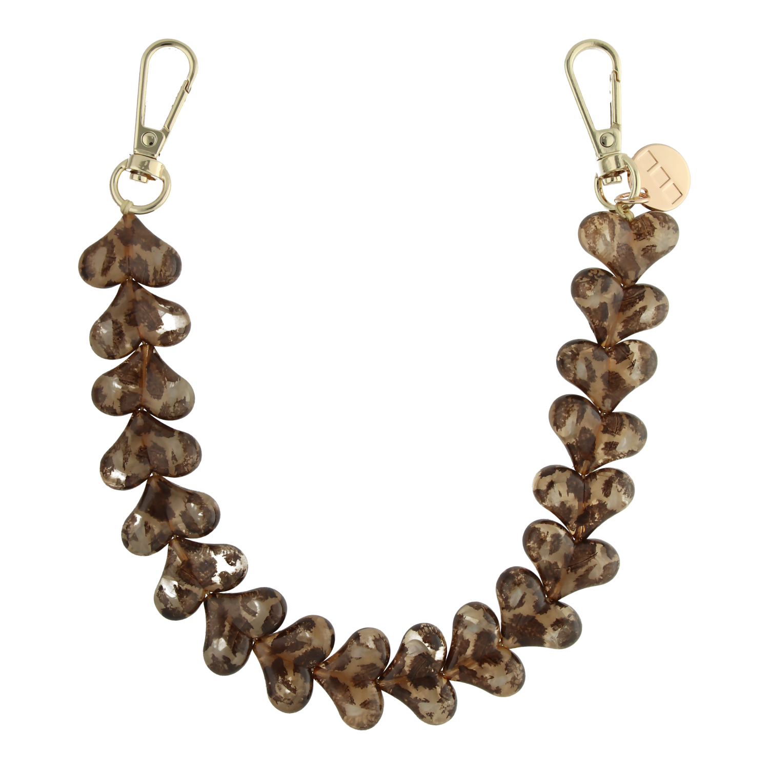 Telefoonkoord Heart - luipaard bruin - goud