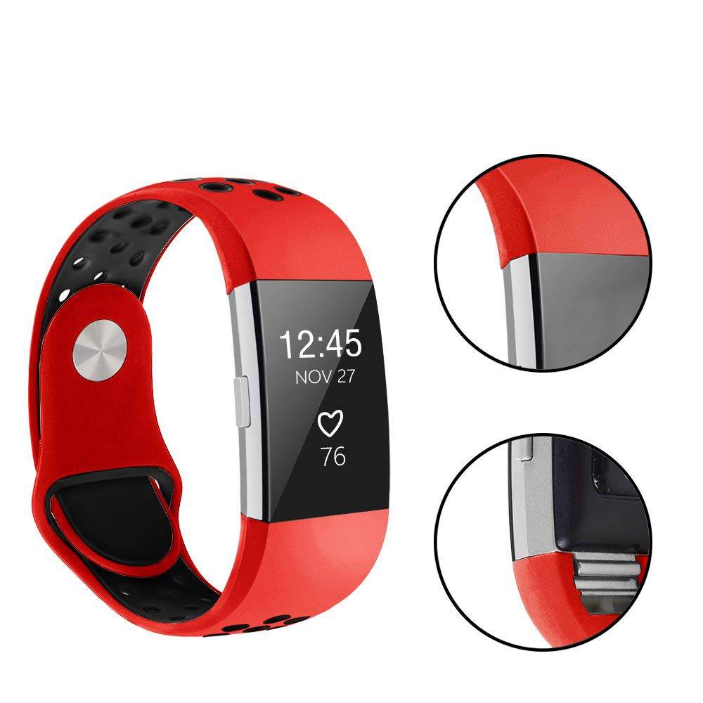 Fitbit Charge 2 dubbel sport band - rood zwart