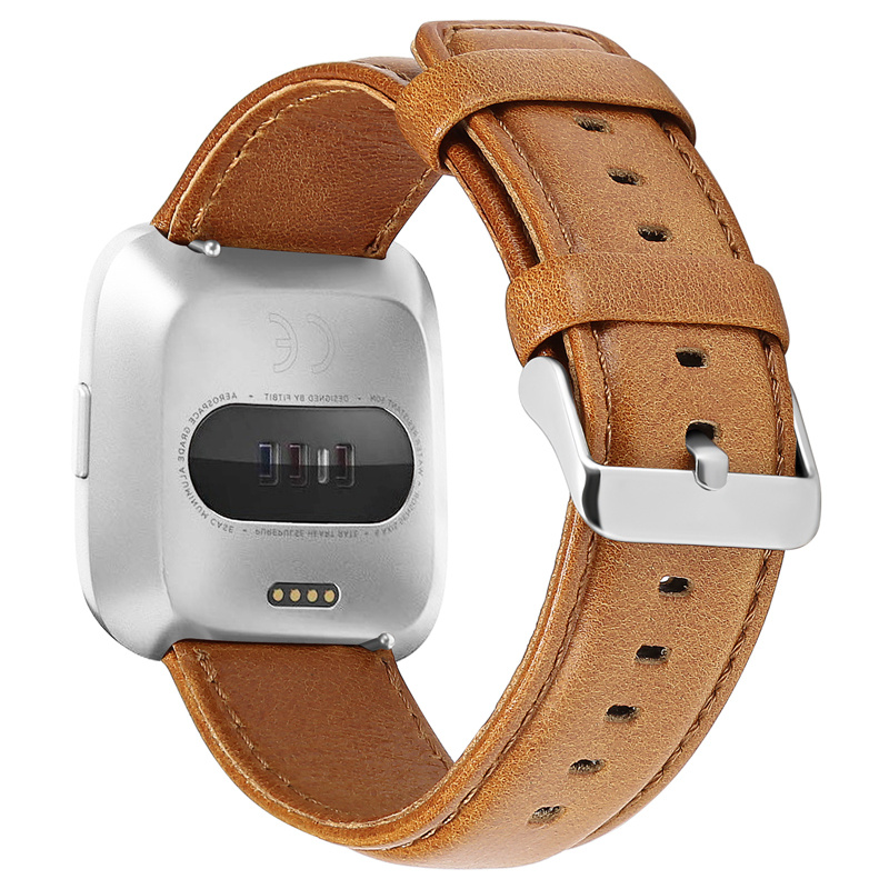 Fitbit Versa genuine leren band - lichtbruin