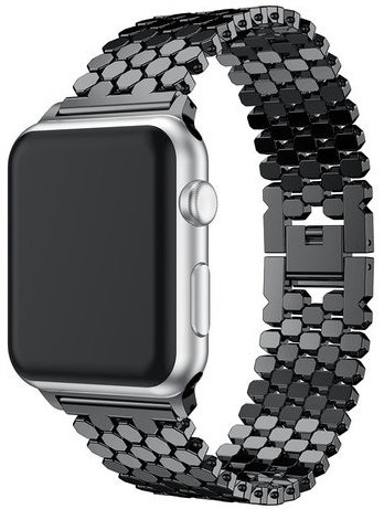 Apple Watch vis stalen schakel band - zwart